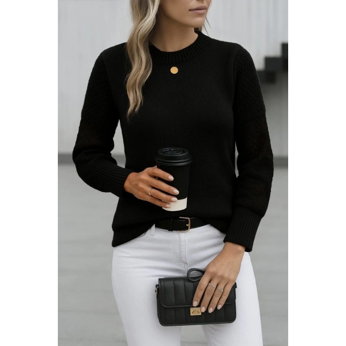 MDB Kadın Uzun Kollu Bisiklet Yaka Triko Bluz