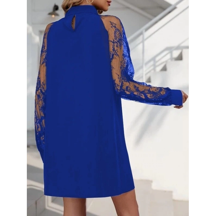 MDB Kadın Uzun Kollu Damla Detaylı Sandy Mini Elbise