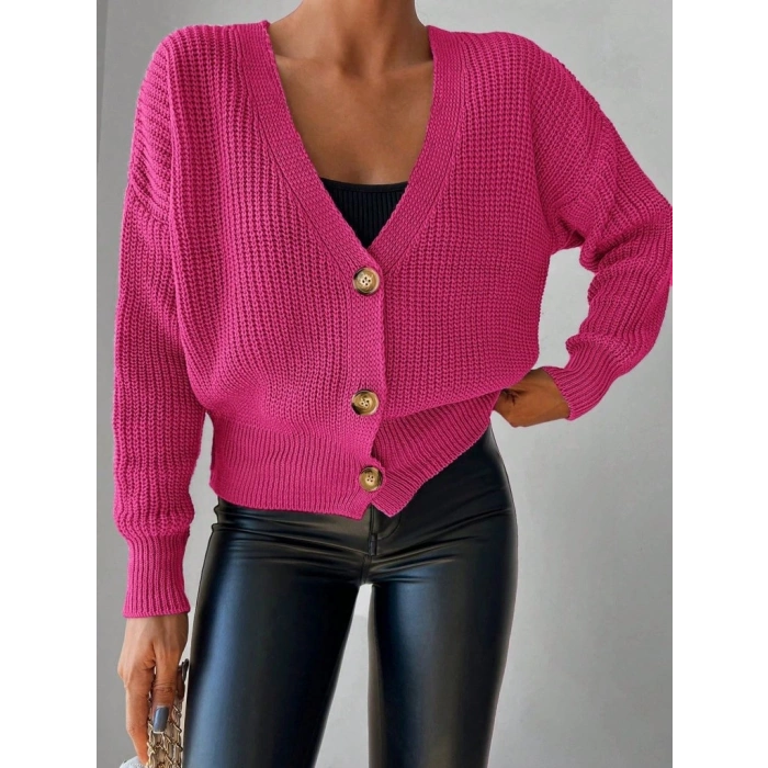 MDB Kadın Uzun Kollu Düğme Detay Triko Bluz