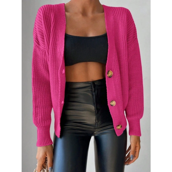 MDB Kadın Uzun Kollu Düğme Detay Triko Bluz