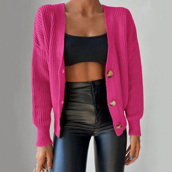 MDB Kadın Uzun Kollu Düğme Detay Triko Bluz