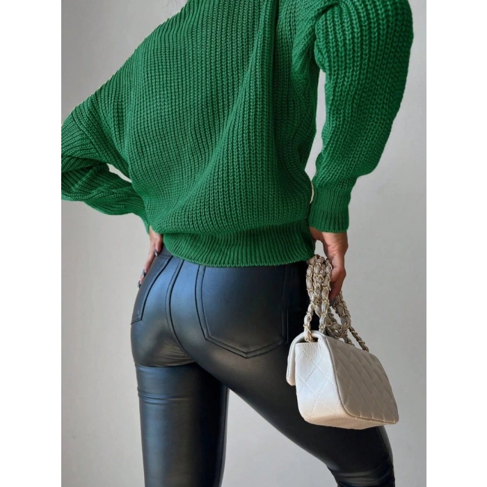 MDB Kadın Uzun Kollu Düğme Detay Triko Hırka