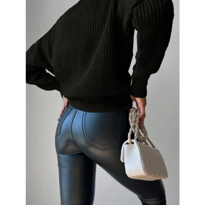 MDB Kadın Uzun Kollu Düğme Detay Triko Hırka