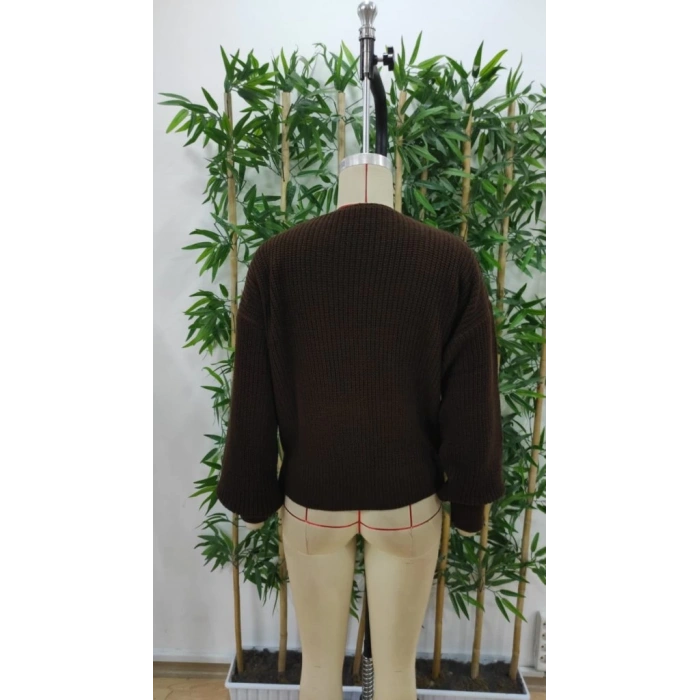 MDB Kadın Uzun Kollu Düğme Detay Triko Hırka