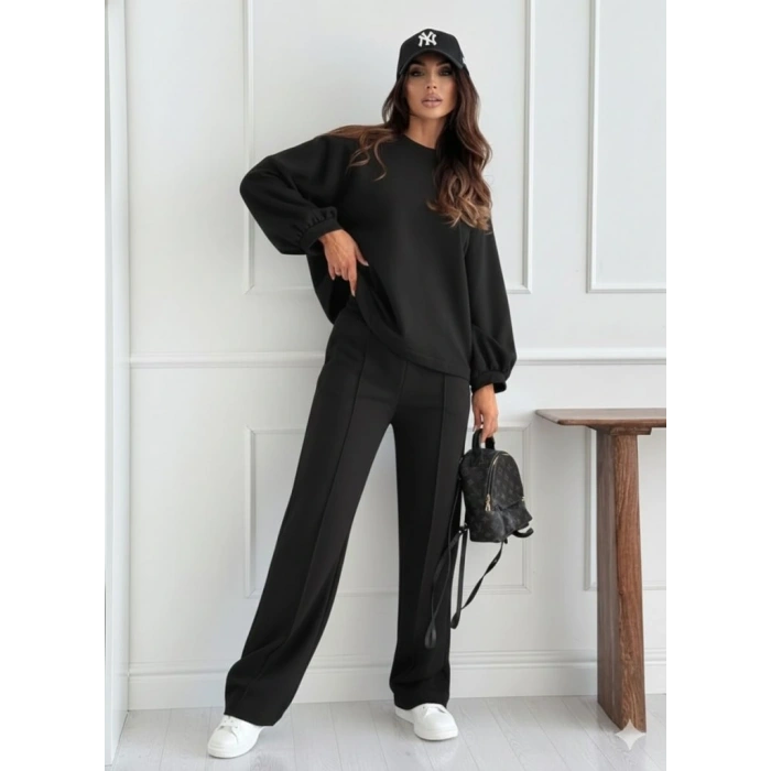 MDB Kadın Uzun Kollu Geniş Kesim Modal Bluz Ve Pantolon Ikili Takım