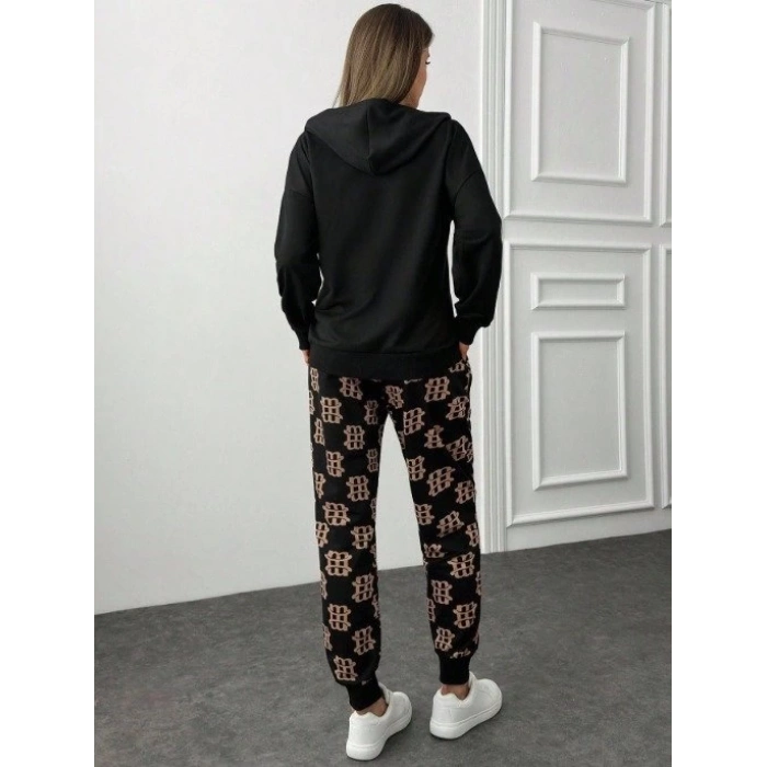 MDB Kadın Uzun Kollu Iki Iplik Kumaş Fermuar Ve Cep Detay Kapüşonlu Ikili Takım