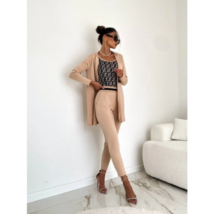 MDB Kadın Uzun Kollu Krep üçlü Takım