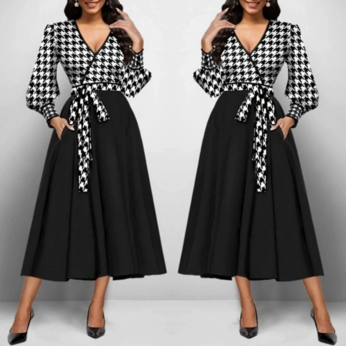 MDB Kadın Uzun Kollu Kruvaze Yaka Dalgıç Krep Midi Boy Elbise