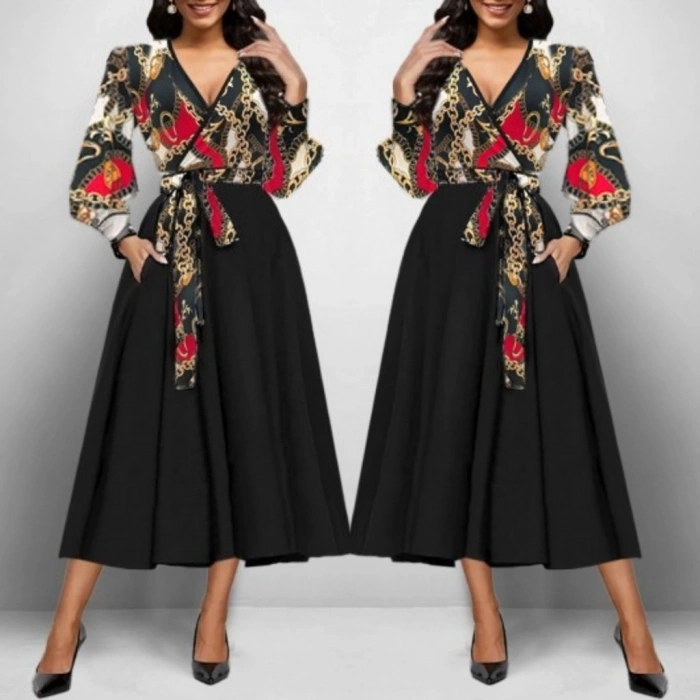 MDB Kadın Uzun Kollu Kruvaze Yaka Dalgıç Krep Midi Boy Elbise