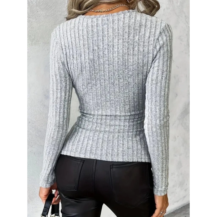 MDB Kadın Uzun Kollu Kruvaze Yaka Yandan Düğme Detaylı şardonlu Kaşkorse Bluz