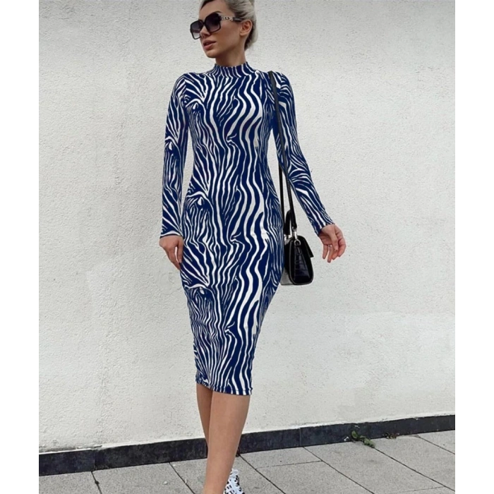 MDB Kadın Uzun Kollu Mikro Midi Elbise