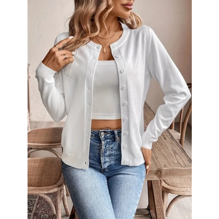 MDB Kadın Uzun Kollu önden Düğmeli Triko Ceket