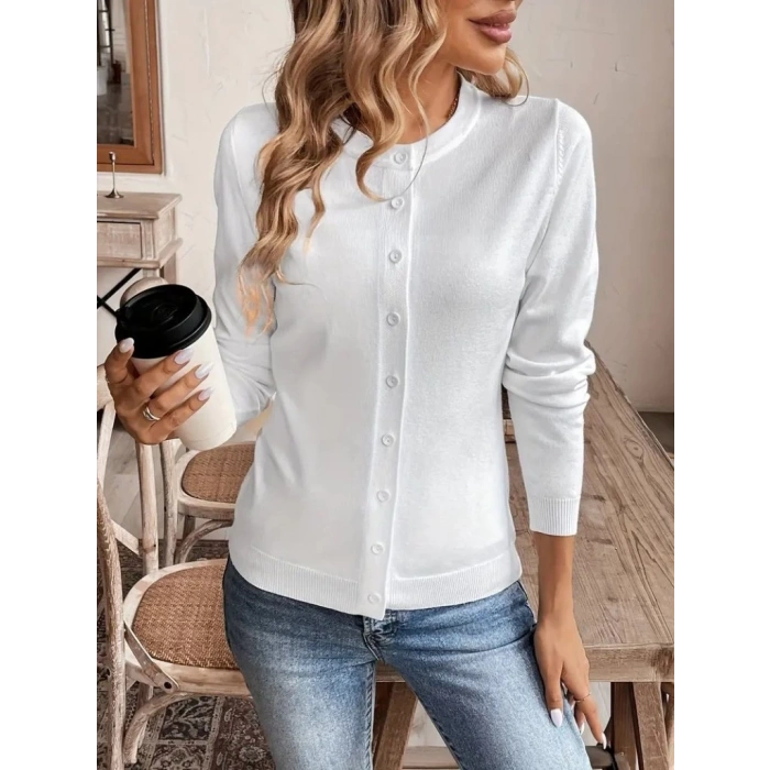 MDB Kadın Uzun Kollu önden Düğmeli Triko Ceket