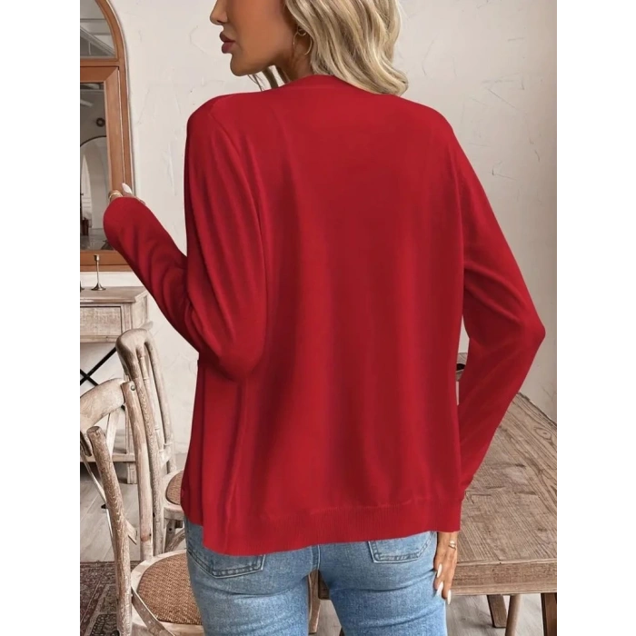 MDB Kadın Uzun Kollu önden Düğmeli Triko Ceket