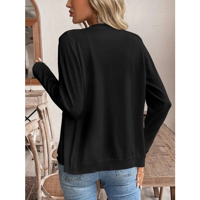 MDB Kadın Uzun Kollu önden Düğmeli Triko Ceket