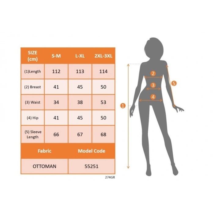 MDB Kadın Uzun Kollu önden Fermuarlı Midi Ottoman Elbise