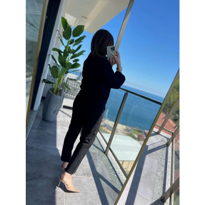 MDB Kadın Uzun Kollu önden Fermuarlı Modal Ceket Ve Pantolon Ikili Takım