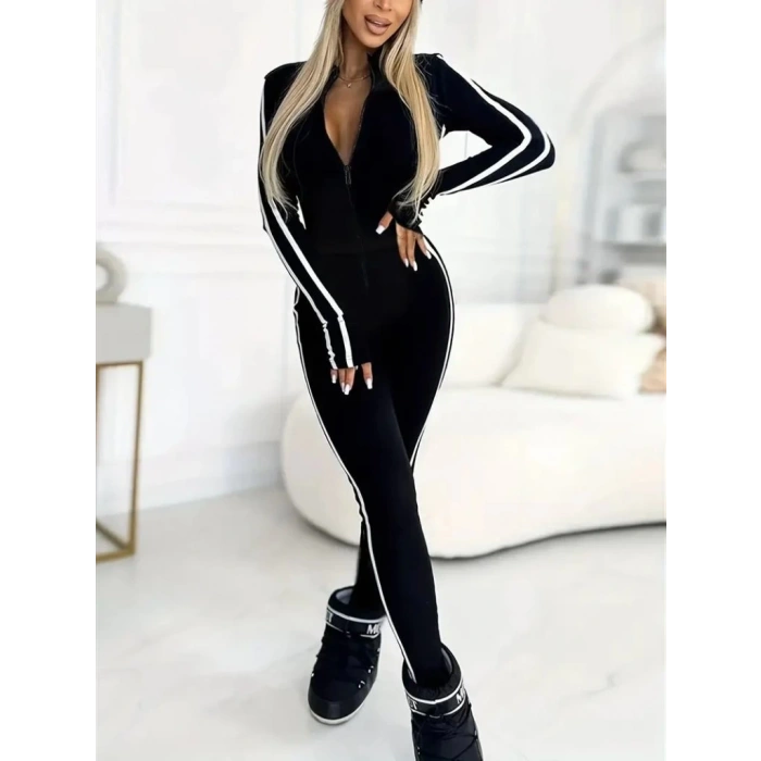 MDB Kadın Uzun Kollu önden Fermuarlı şardonlu Dalgıç Tulum