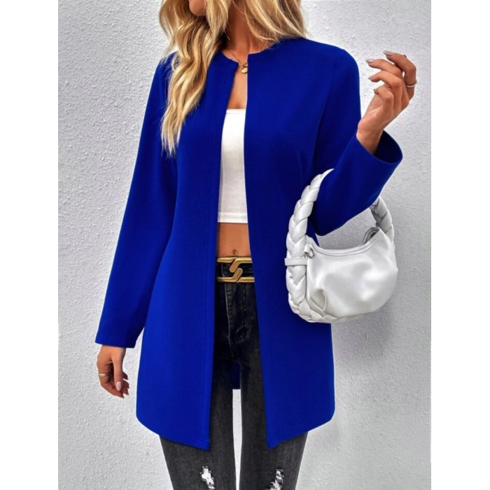 MDB Kadın Uzun Kollu önü Açık Uzun Modal Ceket