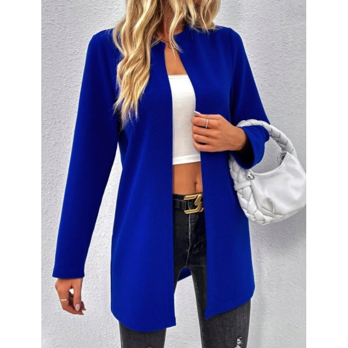 MDB Kadın Uzun Kollu önü Açık Uzun Modal Ceket