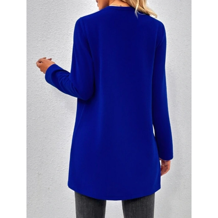 MDB Kadın Uzun Kollu önü Açık Uzun Modal Ceket