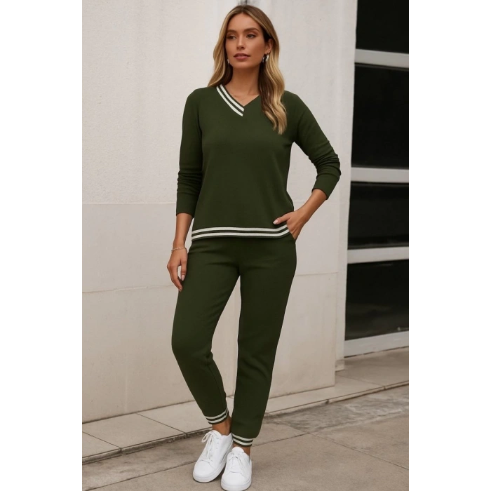 MDB Kadın Uzun Kollu Ribana Detay Viskon Iki Iplik Ikili Takım