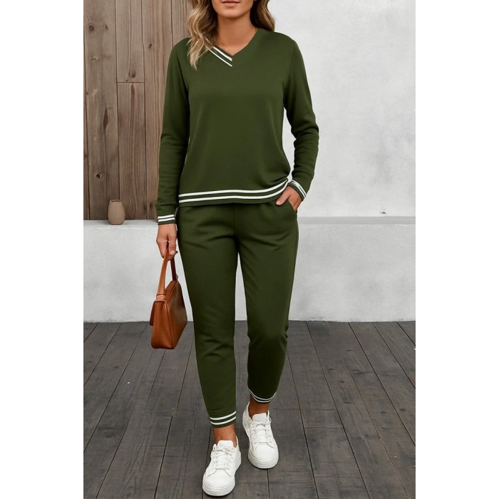 MDB Kadın Uzun Kollu Ribana Detay Viskon Iki Iplik Ikili Takım