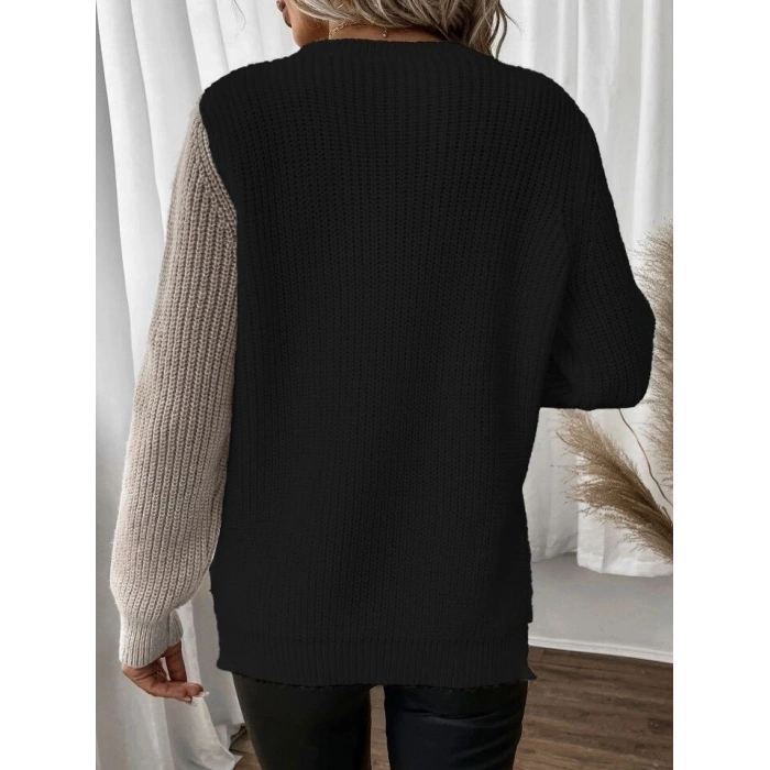 MDB Kadın Uzun Kollu üç Renk Triko Bluz