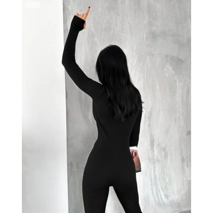 MDB Kadın Uzun Kollu V Yaka Parmak Geçirmeli Detay Kaşkorse Tulum