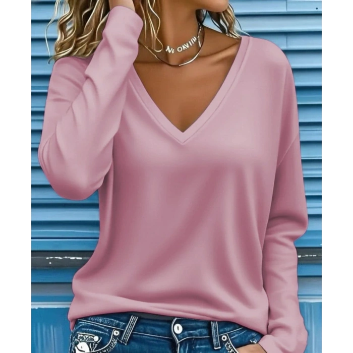 MDB Kadın Uzun Kollu V Yakalı Dalgıç Bluz