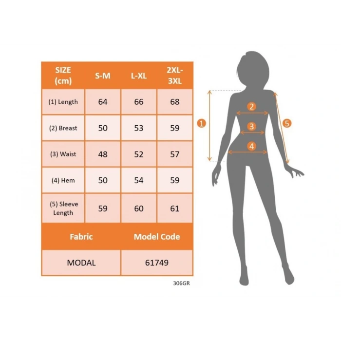 MDB Kadın Uzun Kollu V Yakalı Desenli Modal Bluz