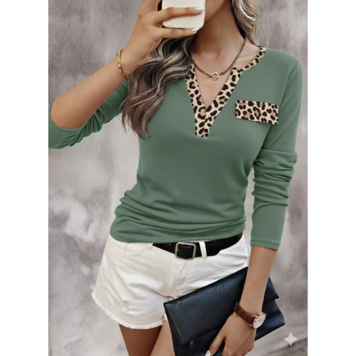 MDB Kadın Uzun Kollu V Yakalı Kaşkorse Bluz