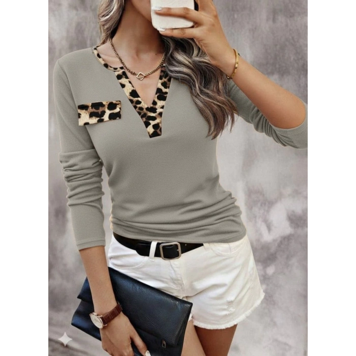 MDB Kadın Uzun Kollu V Yakalı Kaşkorse Bluz