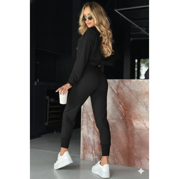 MDB Kadın Uzun Kollu V Yakalı Viskon Iki Iplik Bluz Ve Pantolon Ikili Takım