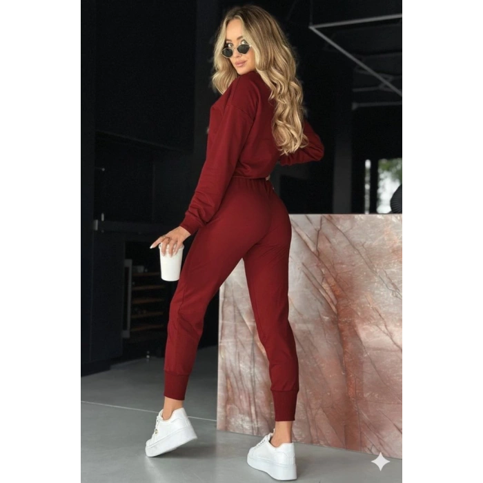 MDB Kadın Uzun Kollu V Yakalı Viskon Iki Iplik Bluz Ve Pantolon Ikili Takım