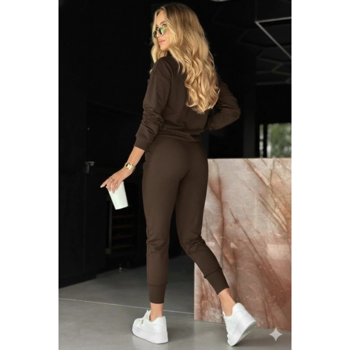 MDB Kadın Uzun Kollu V Yakalı Viskon Iki Iplik Bluz Ve Pantolon Ikili Takım