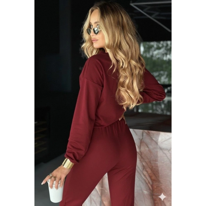 MDB Kadın Uzun Kollu V Yakalı Viskon Iki Iplik Bluz Ve Pantolon Ikili Takım