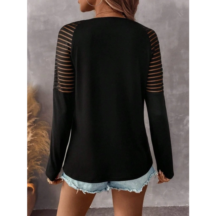 MDB Kadın Uzun Kollu Yakadan Fermuarlı Viskon Bluz