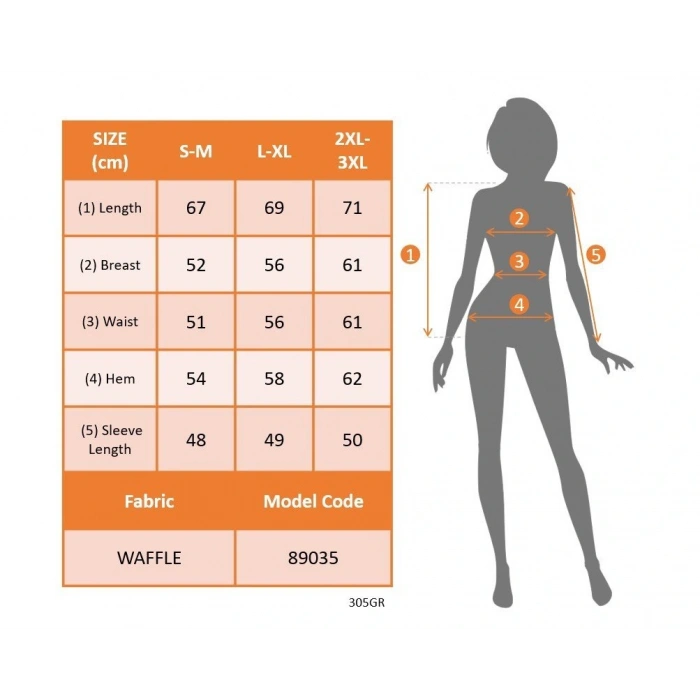 MDB Kadın Uzun Kollu Yakalı Düğmeli Salaş Waffle Bluz