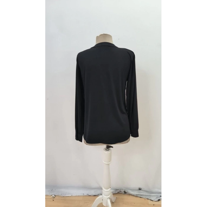 MDB Kadın Uzun Kollu Yakalı Yakadan Bağcıklı Düğmeli Sandy Bluz