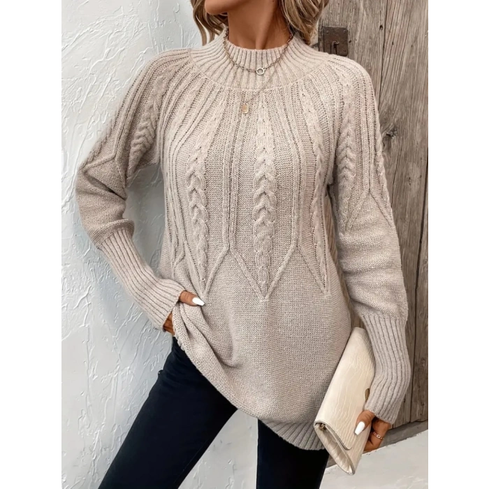 MDB Kadın Uzun Kollu Yarı Balıkçı Yaka Triko Bluz