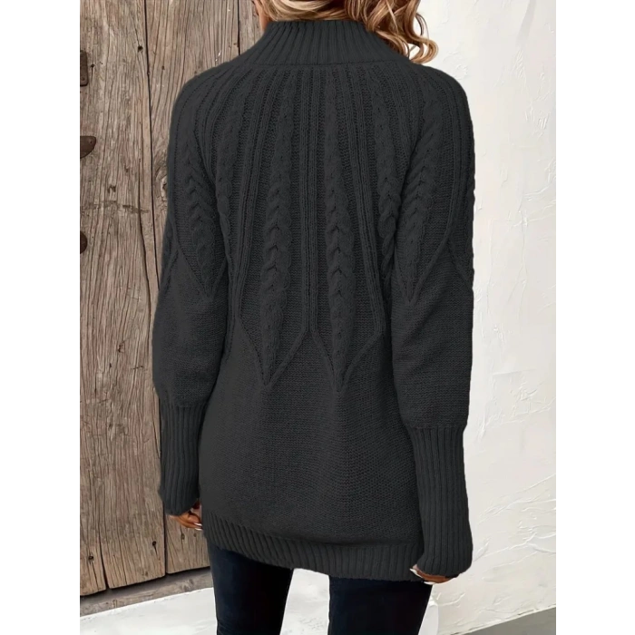 MDB Kadın Uzun Kollu Yarı Balıkçı Yaka Triko Bluz