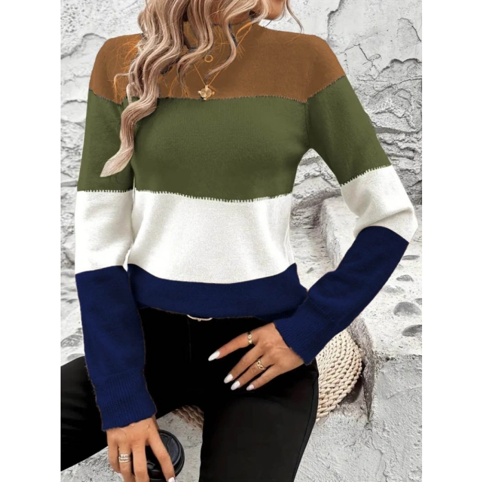 MDB Kadın Uzun Kollu Yarı Balıkçı Yaka Triko Kazak