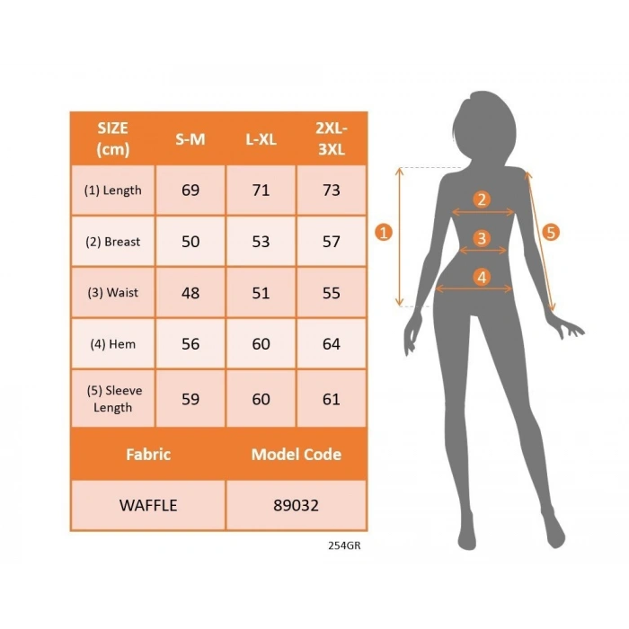 MDB Kadın Uzun Kollu Yuvarlak Yaka Arkadan Düğmeli Waffle Bluz