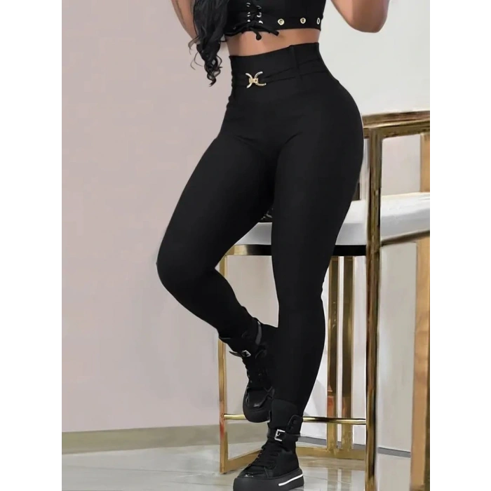 MDB Kadın Yüksek Bel Belden Toka Detaylı Dalgıç Tayt