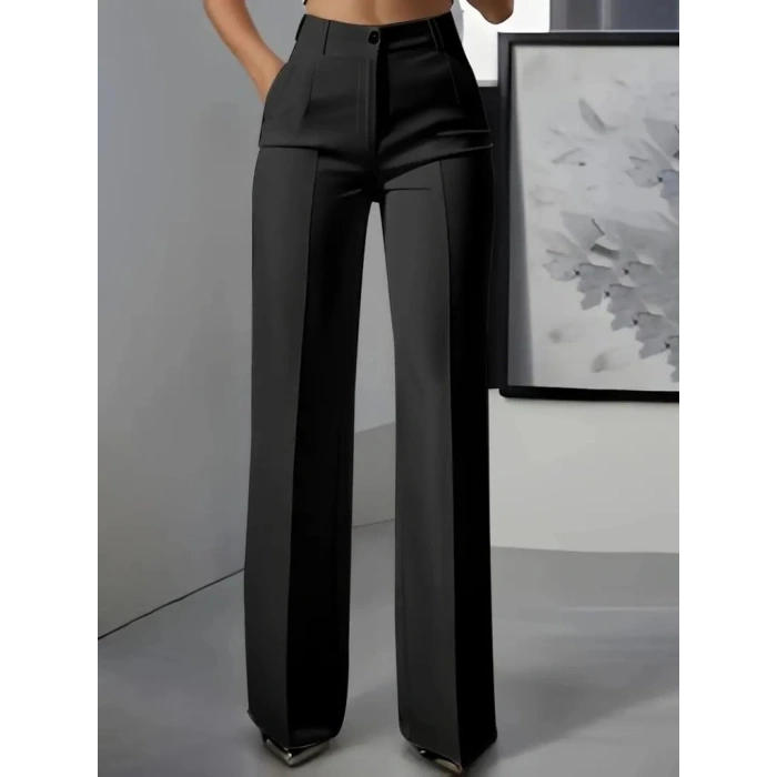 MDB Kadın Yüksek Bel Cepli Ithal Krep Pantolon