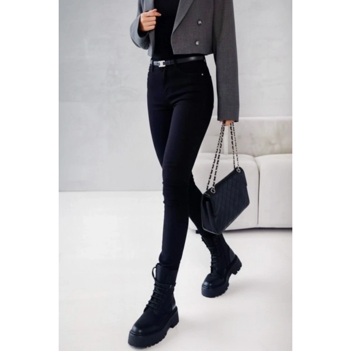 MDB Kadın Yüksek Bel Cepli Kemersiz Kot Pantolon