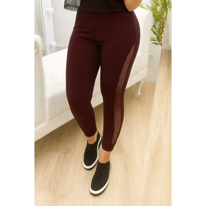 MDB Kadın Yüksek Bel File Detaylı Dar Kesim Viskon Iki Iplik Pantolon