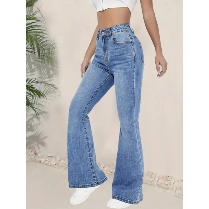 MDB Kadın Yüksek Bel İspanyol Paça Kot Pantolon