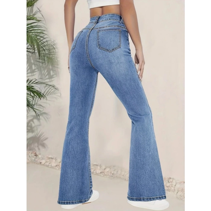 MDB Kadın Yüksek Bel İspanyol Paça Kot Pantolon